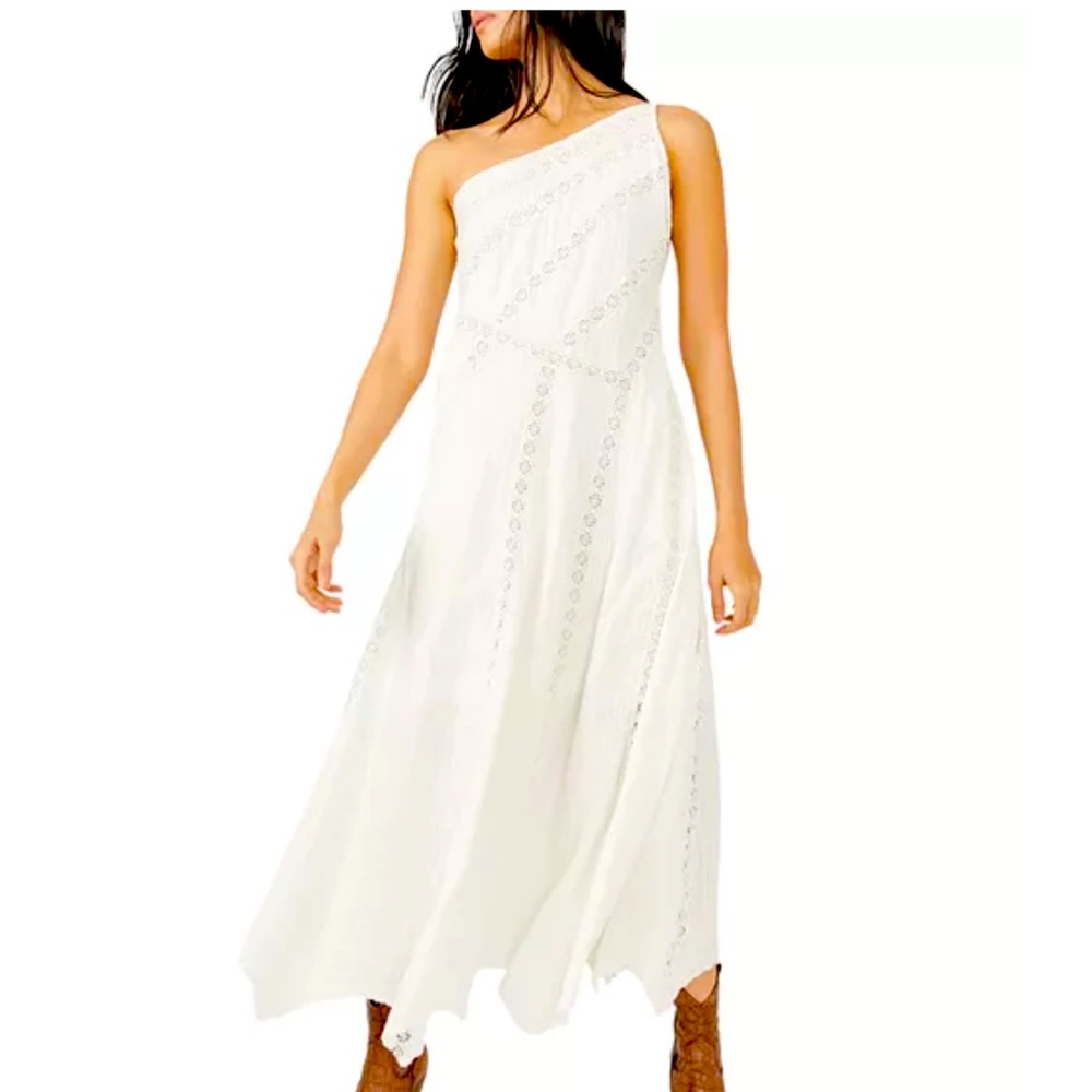 Free People White One-Shoulder Maxi Dress